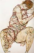 Egon Schiele Seated Woman with her Left Hand in her Hair Sweden oil painting artist